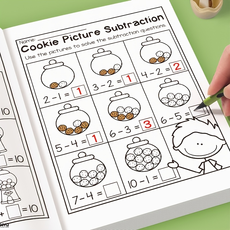 AliExpress 32-Page Interactive Math Learning Workbook with Addition & Subtraction Worksheets, Crossword Puzzles, Colorful Math Activities