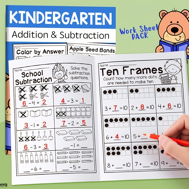 AliExpress 32-Page Interactive Math Learning Workbook with Addition & Subtraction Worksheets, Crossword Puzzles, Colorful Math Activities, view 2