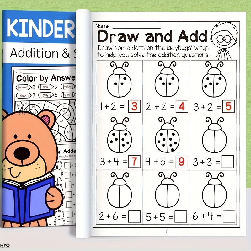 AliExpress 32-Page Interactive Math Learning Workbook with Addition & Subtraction Worksheets, Crossword Puzzles, Colorful Math Activities, view 5