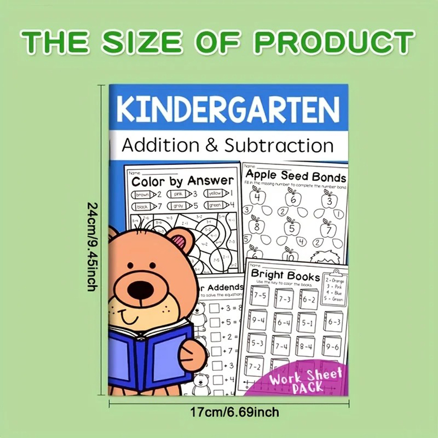 AliExpress 32-page Interactive Math Workbook Featuring Addition And Subtraction Exercises Crossword Puzzles And Colorful Math Activities, view 2