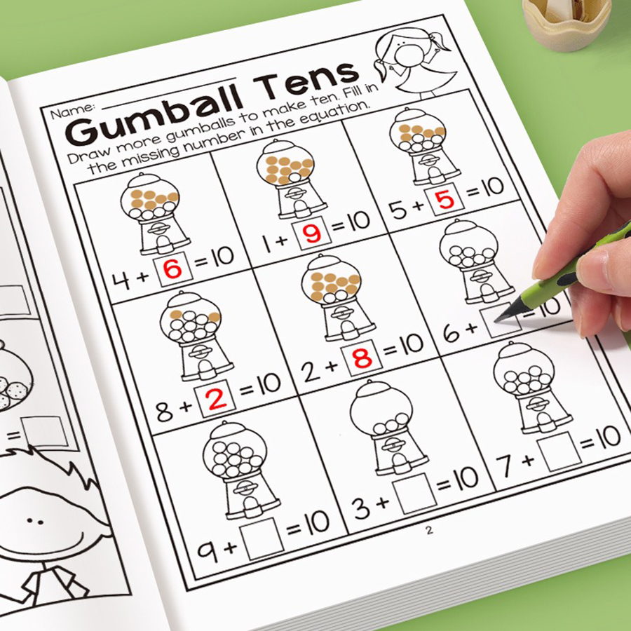 AliExpress 32-page Interactive Math Workbook Featuring Addition And Subtraction Exercises Crossword Puzzles And Colorful Math Activities, view 3