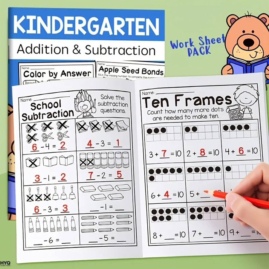 AliExpress 32-page Interactive Math Workbook Featuring Addition And Subtraction Exercises Crossword Puzzles And Colorful Math Activities, view 4