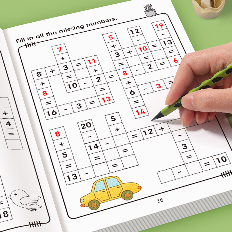 AliExpress 32 Pages Crossword Puzzles Addition Subtraction Math Workbook For 3-8 Ages