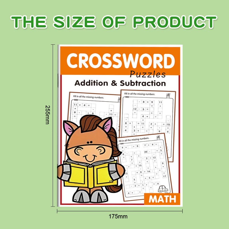 AliExpress 32 Pages Crossword Puzzles Addition Subtraction Math Workbook For 3-8 Ages, view 3