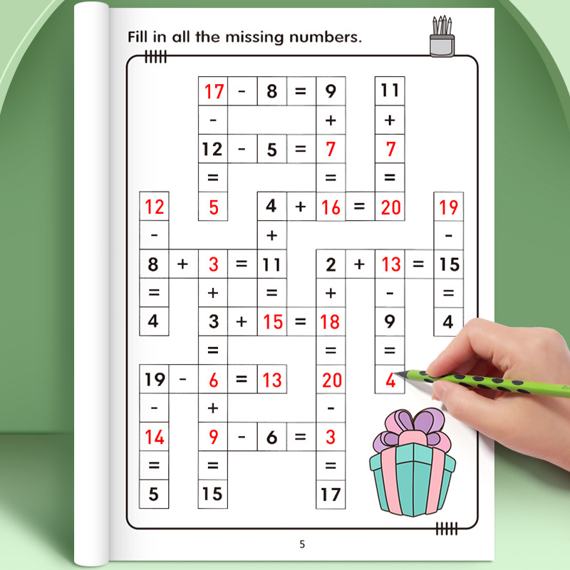 AliExpress 32 Pages Crossword Puzzles Addition Subtraction Math Workbook For 3-8 Ages, view 4