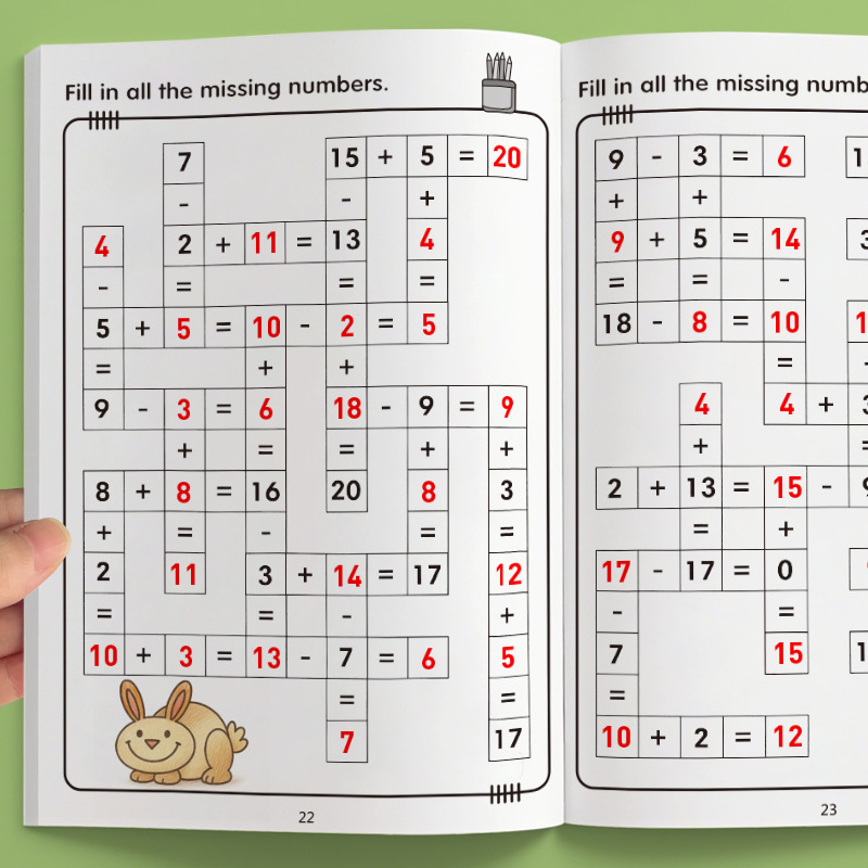 AliExpress 32 Pages Crossword Puzzles Addition Subtraction Math Workbook For 3-8 Ages, view 5