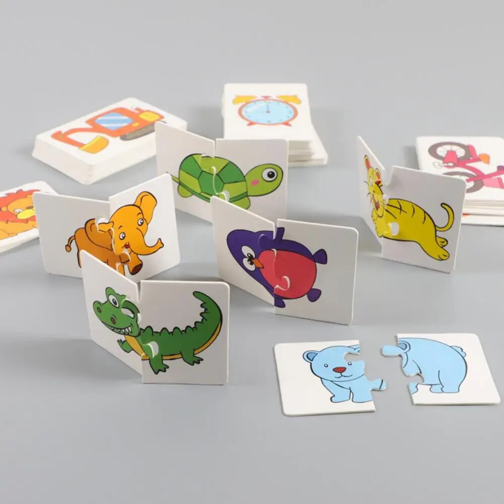 AliExpress 32 Pcs Enlightenment Card Matching Puzzle Early Education Cartoon Pattern Cognitive Boys and Girls Toys, view 2