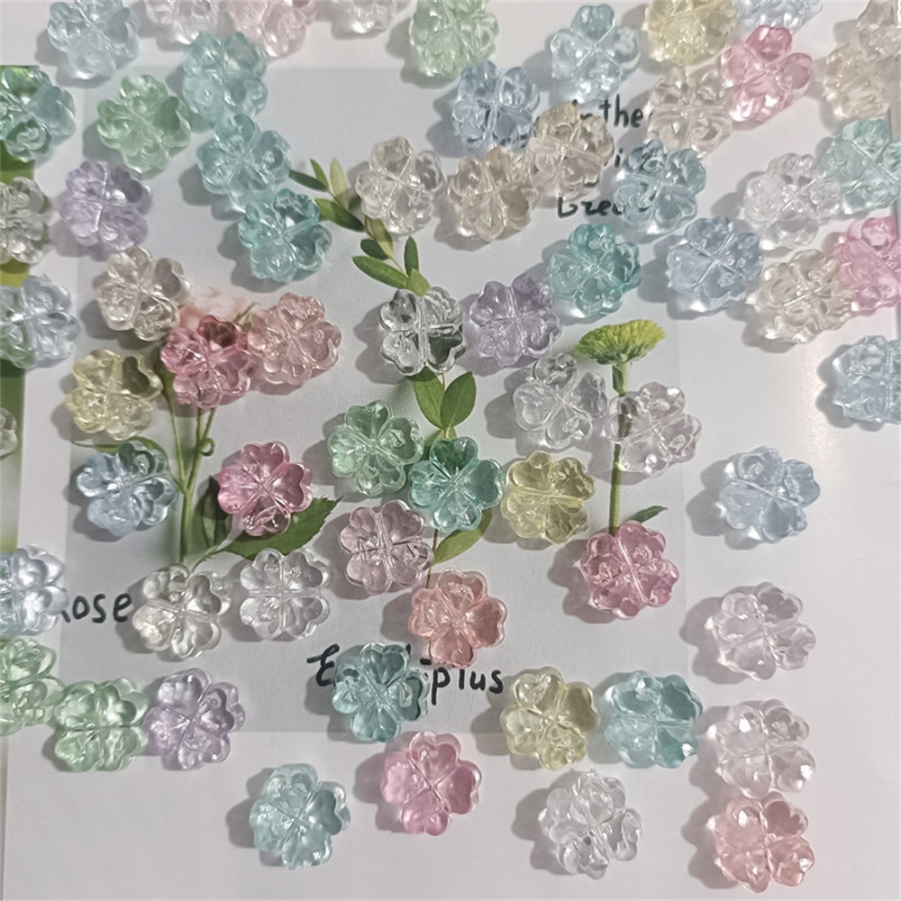 AliExpress 32-Piece Transparent Clover and Flower Charms, view 2