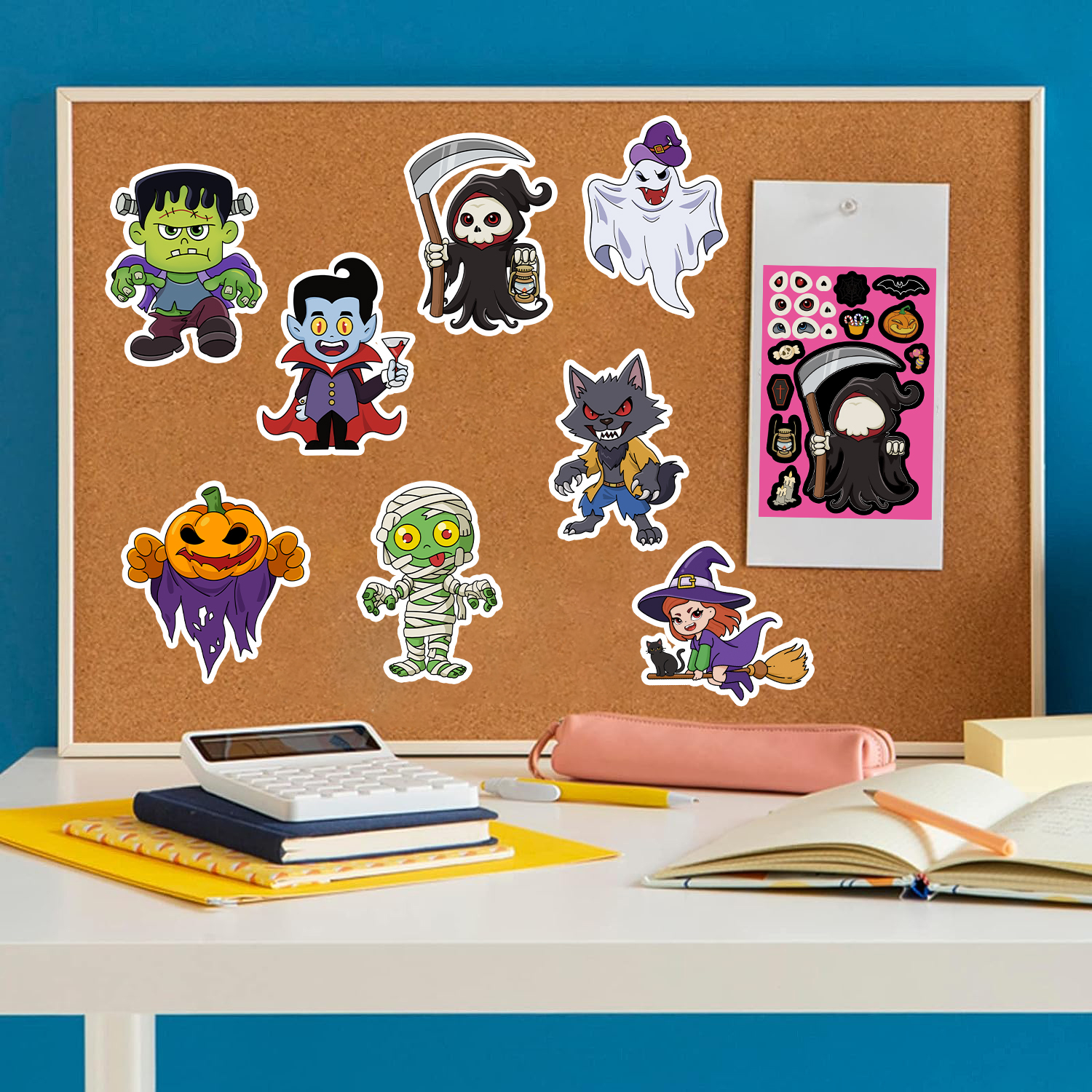 AliExpress 32Sheets Halloween Make a Face Puzzle PVC Sticker Kids Party Favors Gift Toy DIY Pumpkin Ghost Assemble Jigsaw Educational Game, view 4