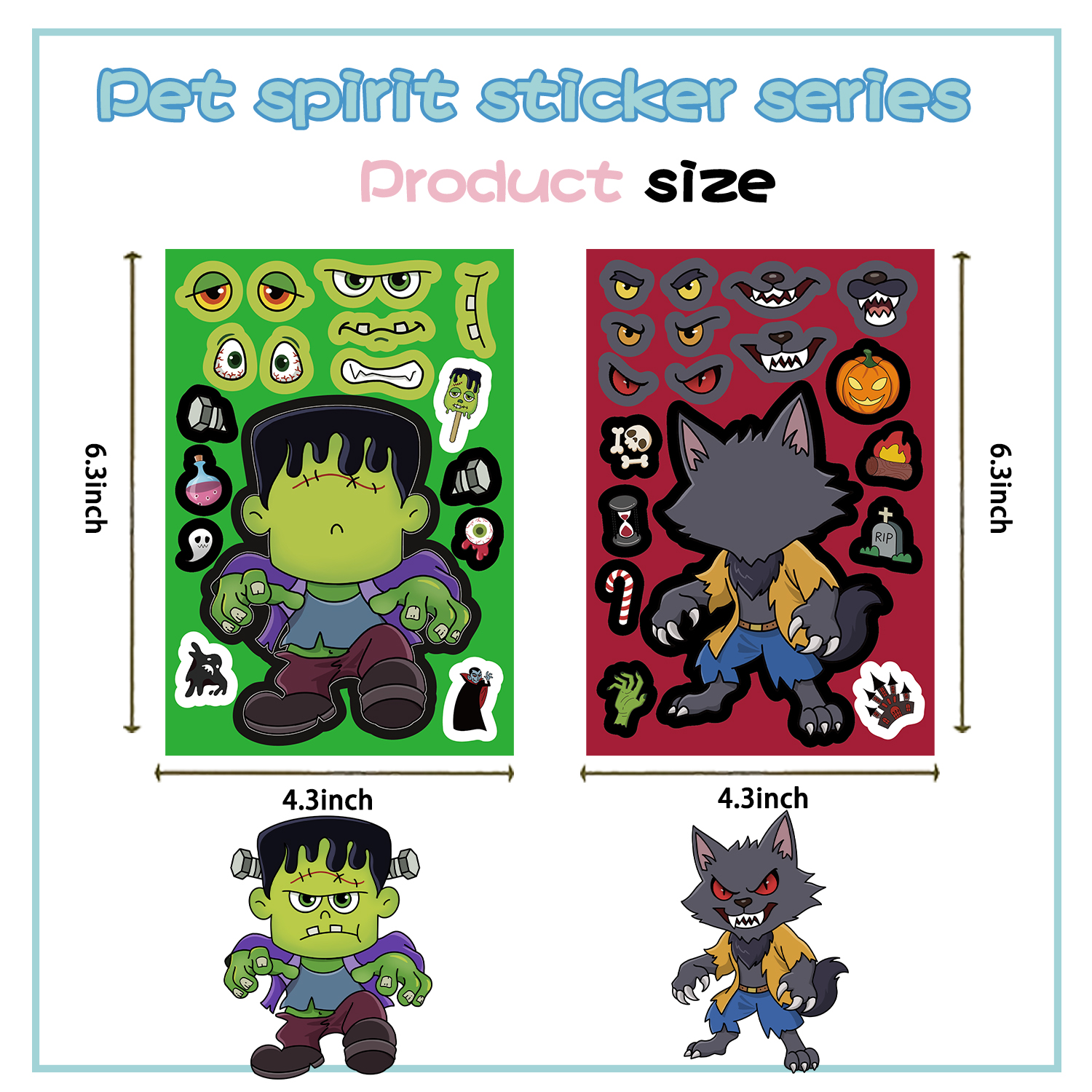 AliExpress 32Sheets Halloween Make a Face Puzzle PVC Sticker Kids Party Favors Gift Toy DIY Pumpkin Ghost Assemble Jigsaw Educational Game, view 3