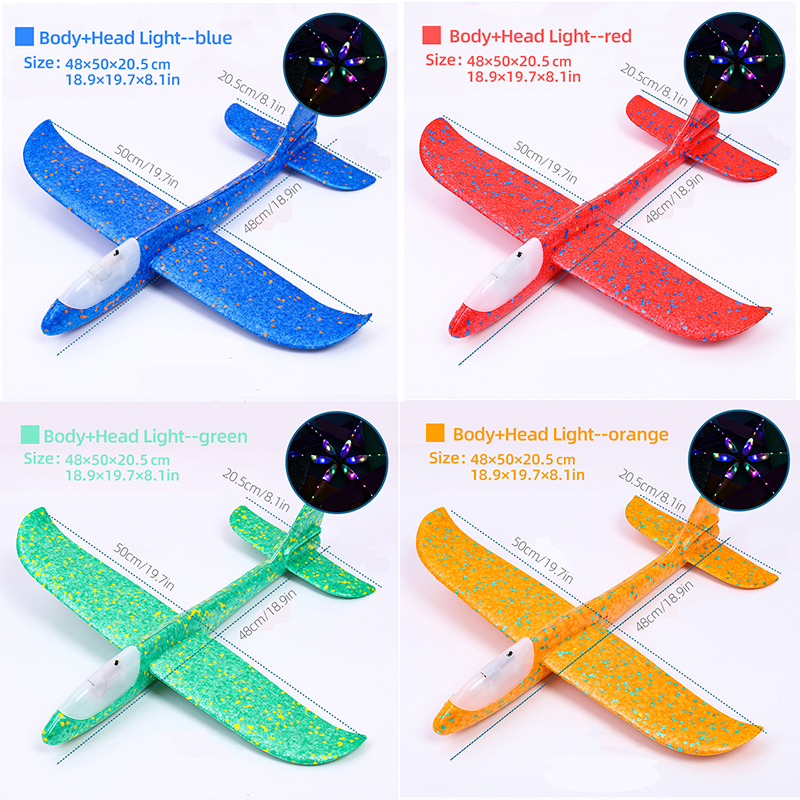 AliExpress 33/50CM Big Flash Glider Foam Plane Hand Throw Light Inertial AirPlane Outdoor Launch Fun of Kids Toys for Children Boys Gift, view 2