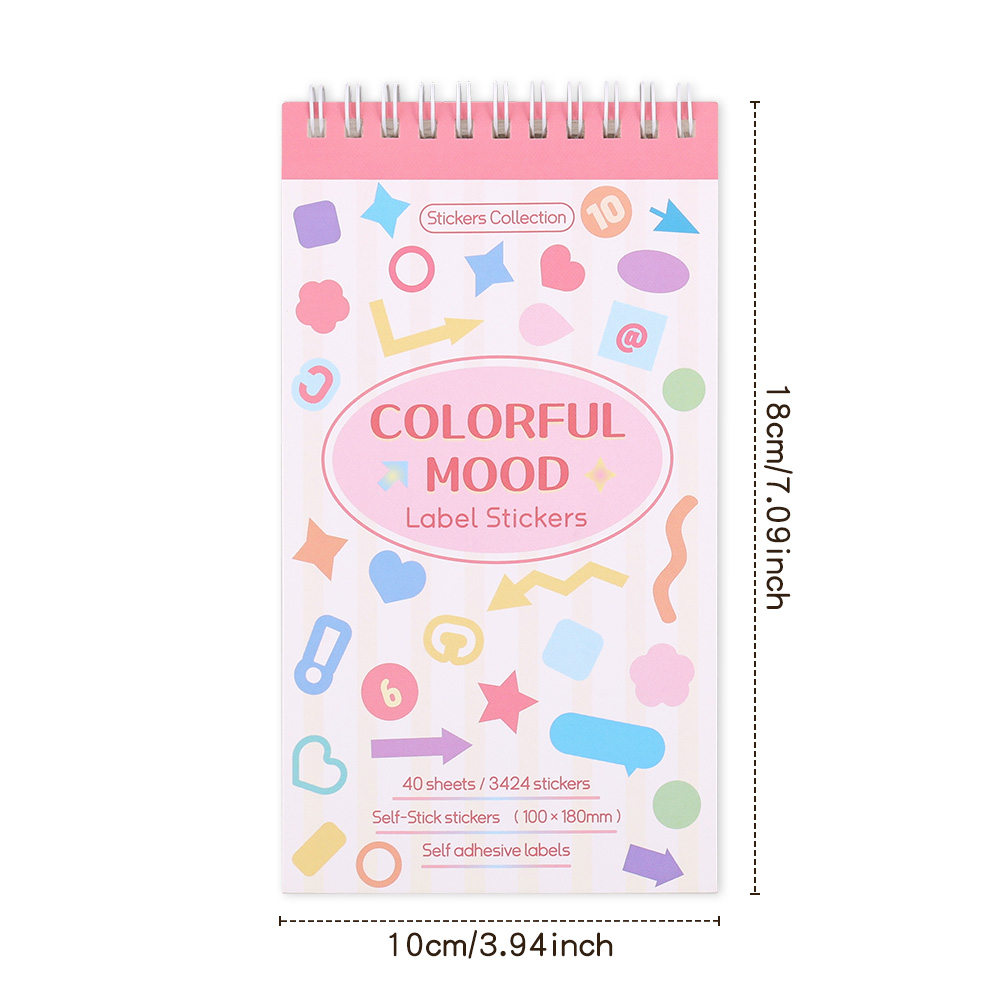 AliExpress 3424 Pcs Colorful Mood Label Stickers Geometry Fantasy Decals For Journaling DIY Crafts Notebooks Multi-element Decorative, view 6