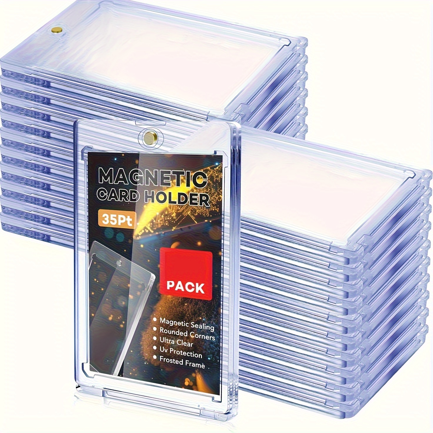 AliExpress 35pt One-Touch Magnetic Card Storage Box - Transparent Acrylic Hard Plastic Protector Sleeve for Sports Cards, Collectible Cards