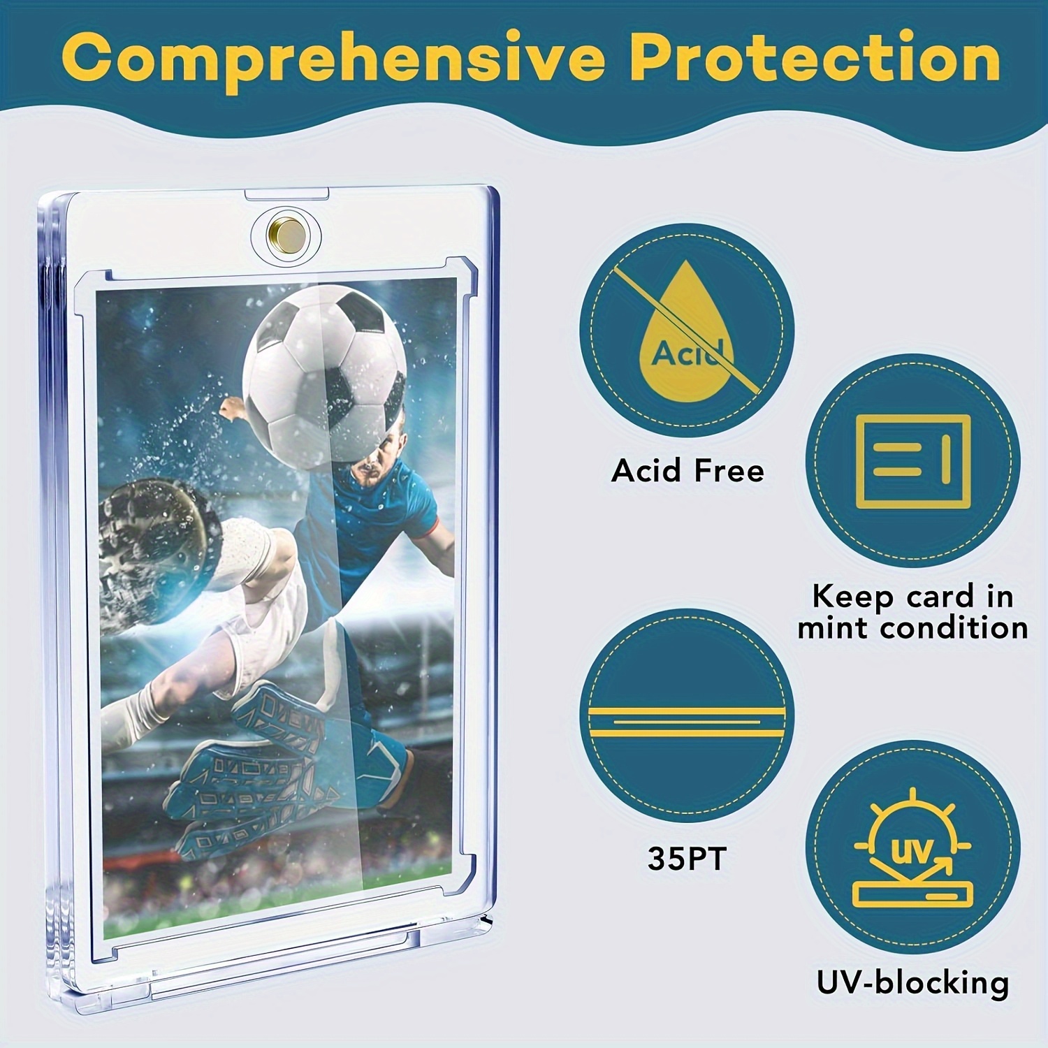 AliExpress 35pt One-Touch Magnetic Card Storage Box - Transparent Acrylic Hard Plastic Protector Sleeve for Sports Cards, Collectible Cards, view 3