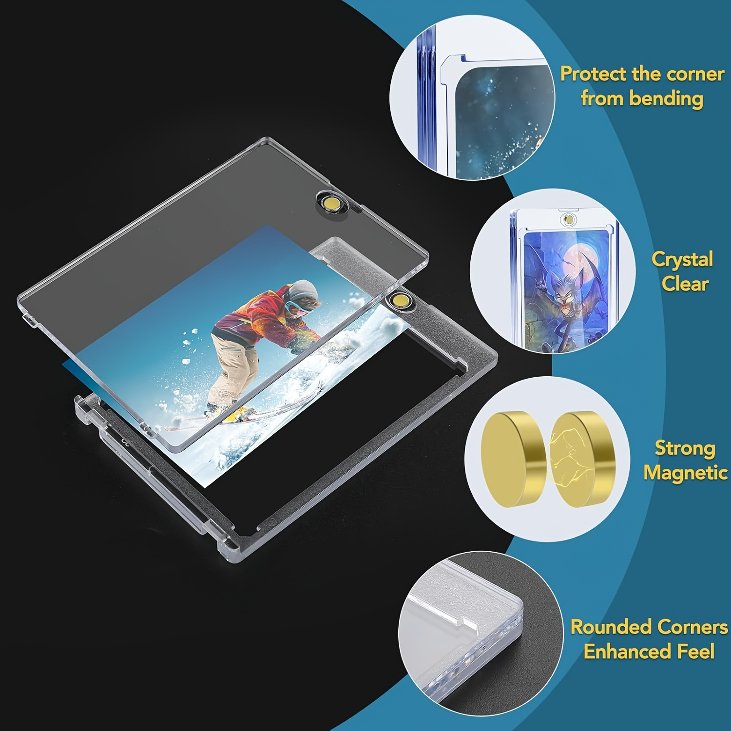 AliExpress 35pt One-Touch Magnetic Card Storage Box - Transparent Acrylic Hard Plastic Protector Sleeve for Sports Cards, Collectible Cards, view 4
