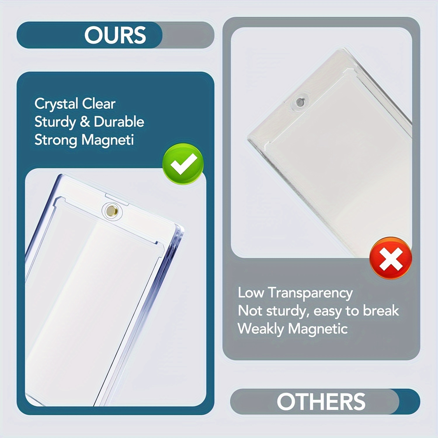 AliExpress 35pt One-Touch Magnetic Card Storage Box - Transparent Acrylic Hard Plastic Protector Sleeve for Sports Cards, Collectible Cards, view 5