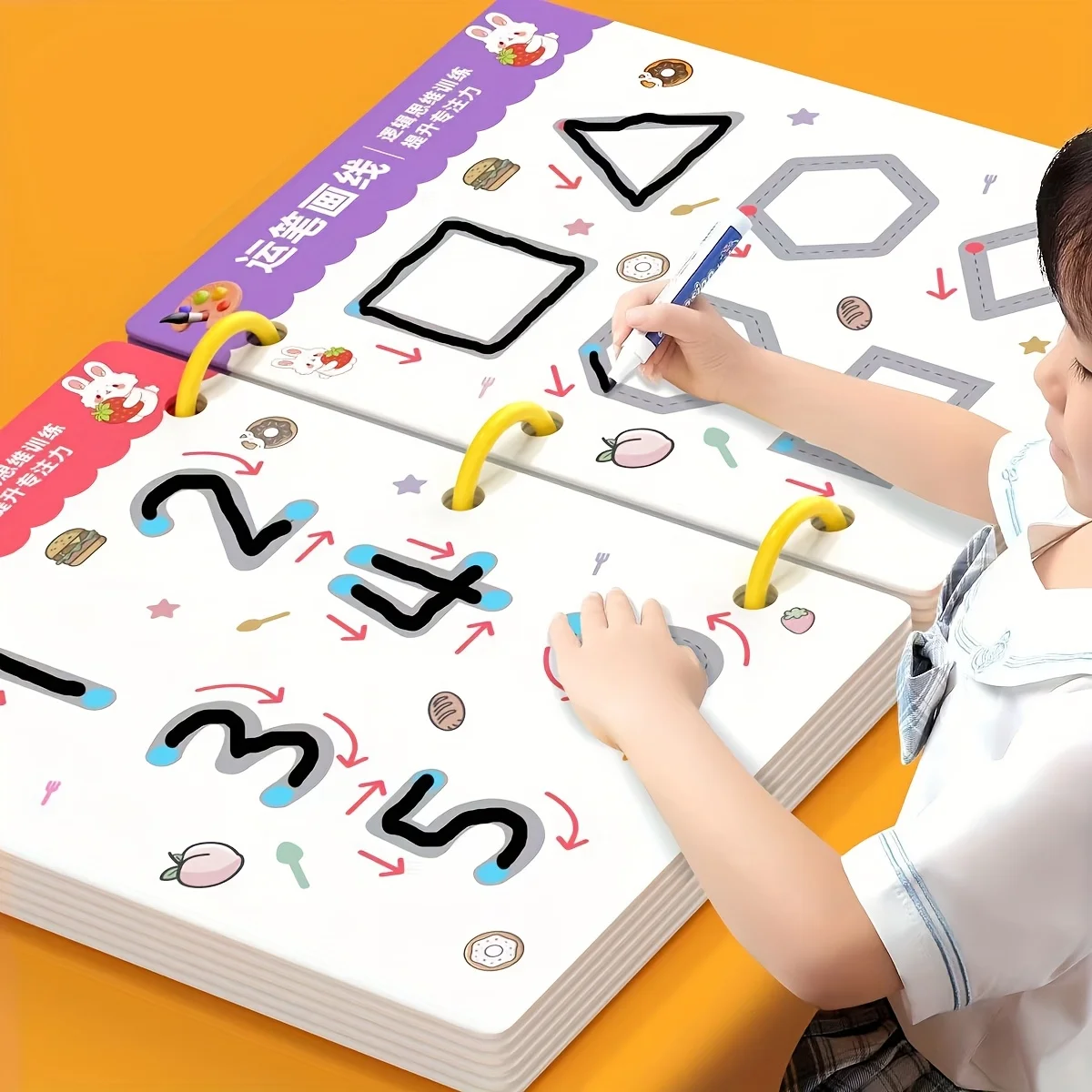 AliExpress 36-Page Reusable Kids Workbook with 2 Pens Eraser Erasable Stickers Drawing Writing Control Book New Year Christmas Gift