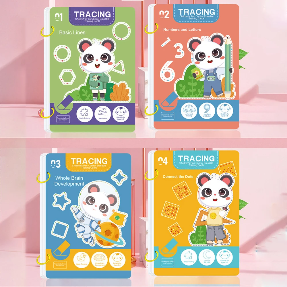 AliExpress 36-Page Reusable Kids Workbook with 2 Pens Eraser Erasable Stickers Drawing Writing Control Book New Year Christmas Gift, view 2