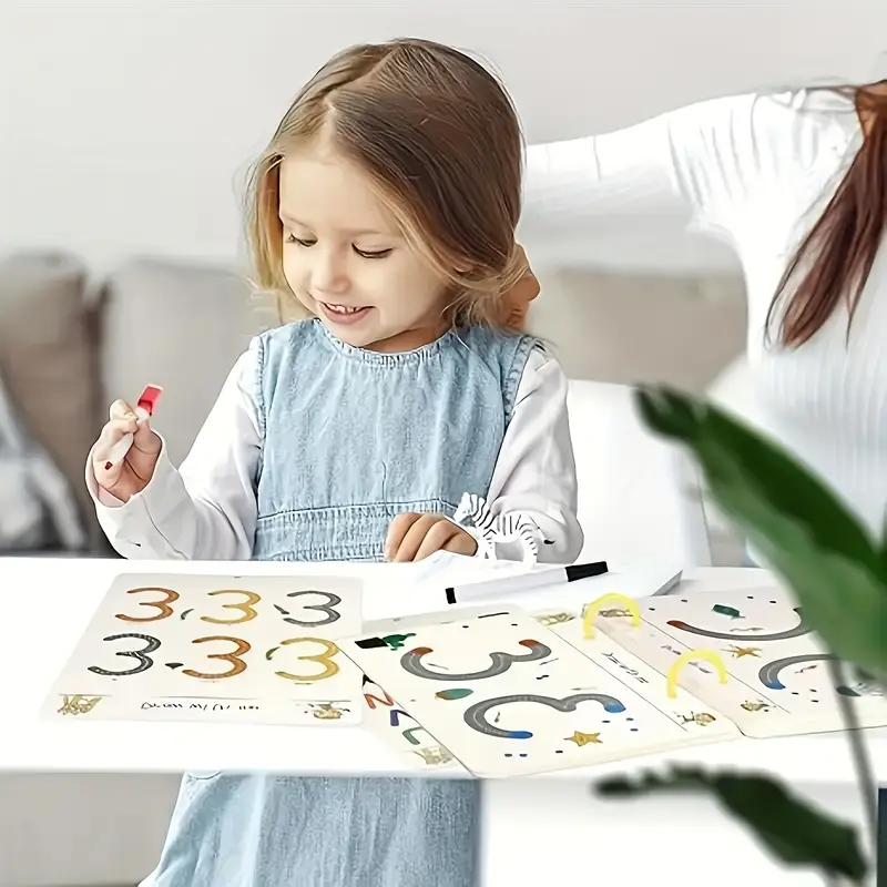AliExpress 36-Page Reusable Workbook - 2 Pens + Eraser, Erasable Stickers for Kids' Drawing & Control, New Year & Christmas Gift, view 4