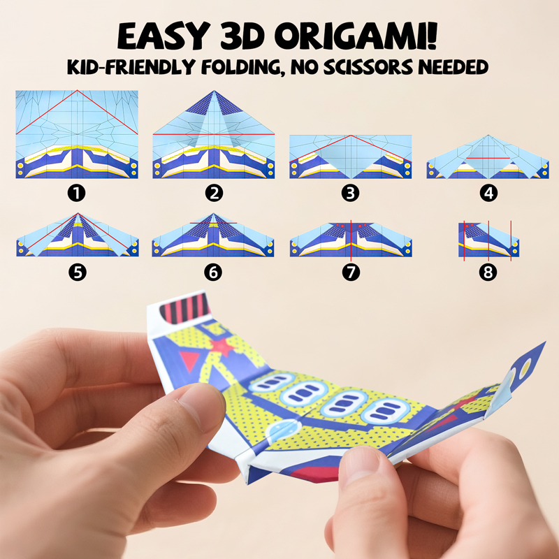 AliExpress 36 Sheets Kids Paper Airplane Origami Kit STEM Educational DIY Craft Toy Set Fun Parent-Child Activity Birthday Party Favor Gift, view 2
