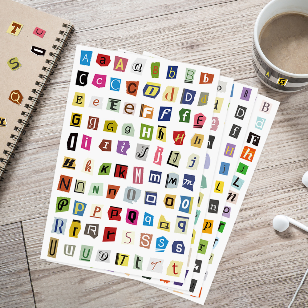 AliExpress 360PCS Magazine Letter Stickers Vintage Stickers, 4 Sheets Scrapbook Letters Stickers Alphabet Sticker for Scrapbooking Supplies, view 3