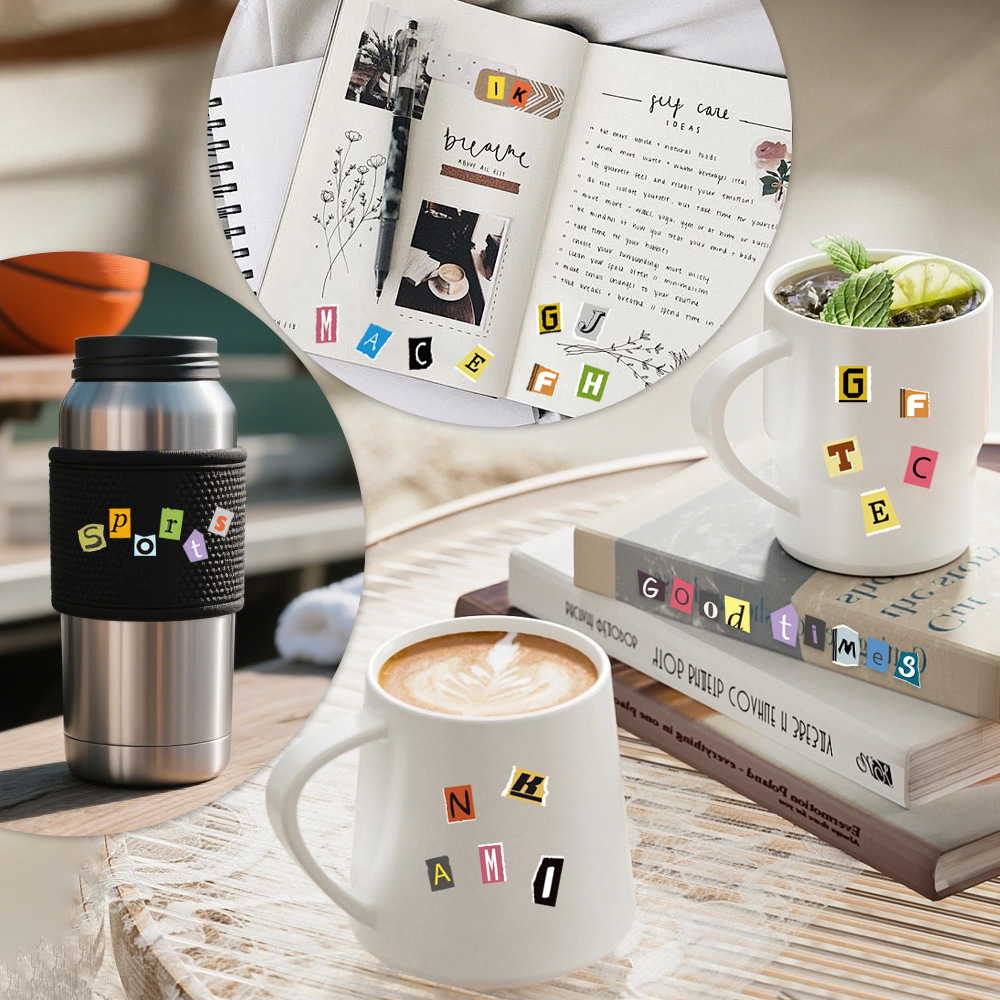AliExpress 360PCS Magazine Letter Stickers Vintage Stickers, 4 Sheets Scrapbook Letters Stickers Alphabet Sticker for Scrapbooking Supplies, view 6