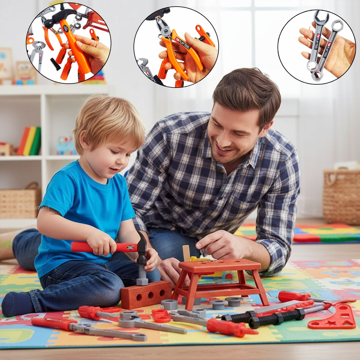 AliExpress 38/42 PCS Pretend Tools Kit Kids Play Repair Tool Set Plastic Construction Toys with Screwdrivers for Toddler Boys Girls Child, view 3