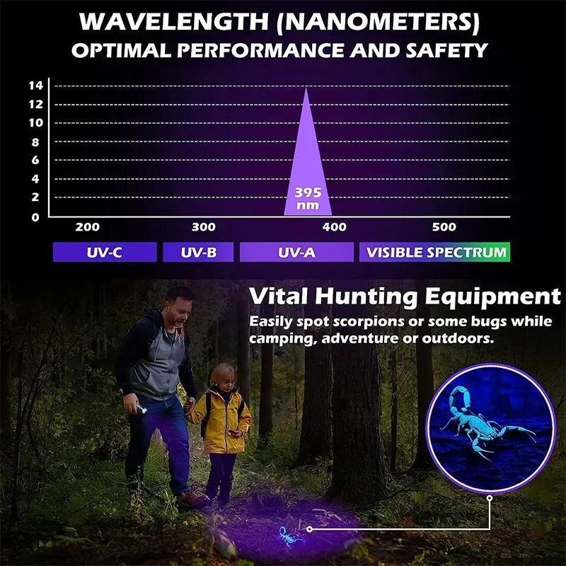 AliExpress 395nm UV Blacklight Flashlight, Rechargeable, view 2