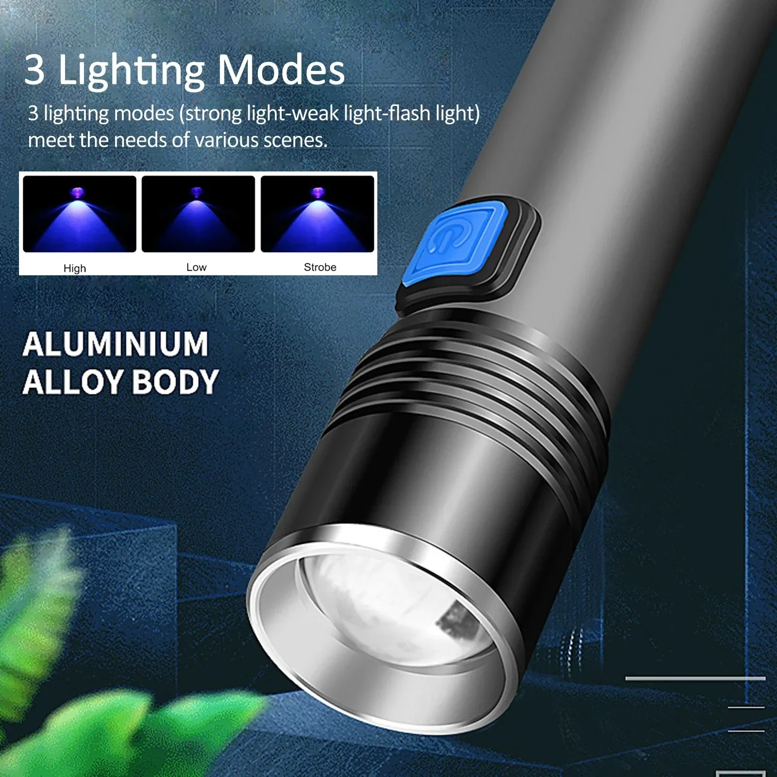 AliExpress 395nm UV Blacklight Flashlight, Rechargeable, view 4