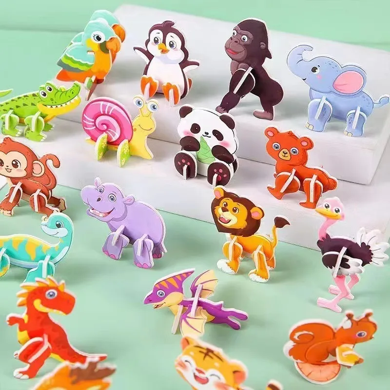 AliExpress 3D Animal Paper Puzzle Colorful DIY Paper Craft Kit Cute Animal Aircraft Tank Jigsaw Puzzle Toy Holiday Party Birthday Present, view 2