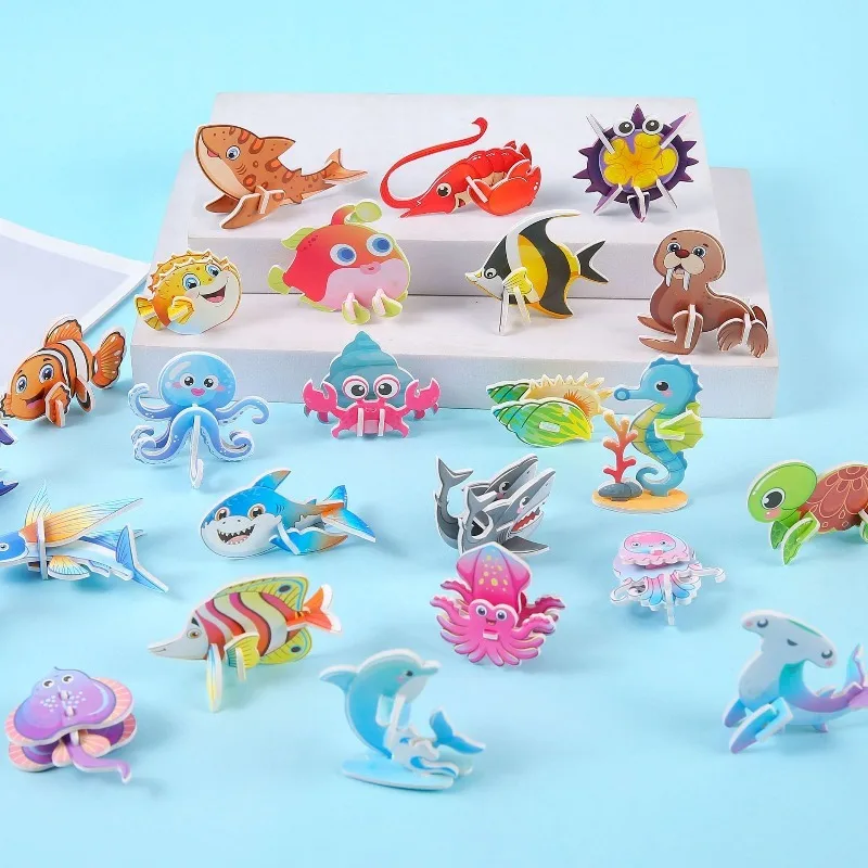 AliExpress 3D Animal Paper Puzzle Colorful DIY Paper Craft Kit Cute Animal Aircraft Tank Jigsaw Puzzle Toy Holiday Party Birthday Present, view 3