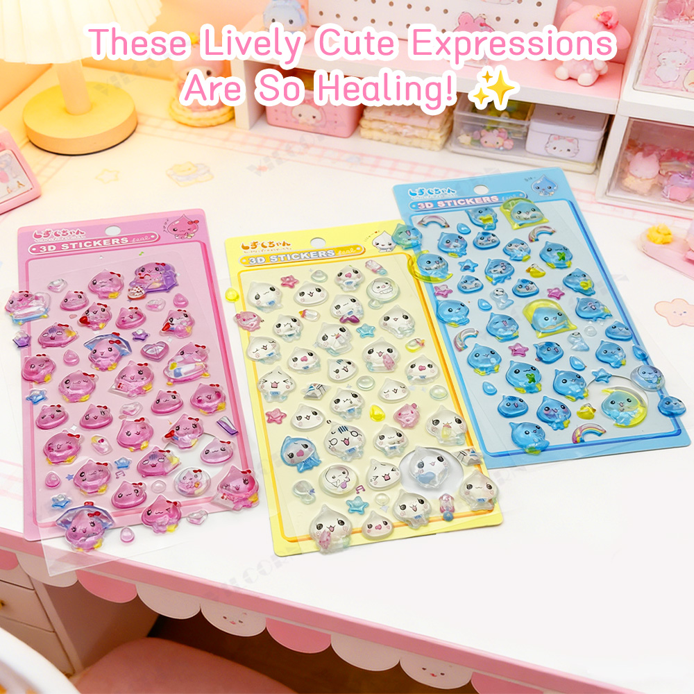 AliExpress 3D Cartoon Droplet Stickers Kawaii Glitter Jelly Bonbon Stickers DIY Decor for Art Phone Case Journal Scrapbook Craft Supplies, view 3