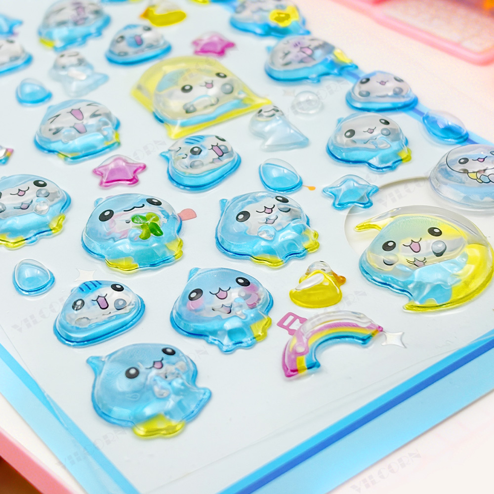 AliExpress 3D Cartoon Droplet Stickers Kawaii Glitter Jelly Bonbon Stickers DIY Decor for Art Phone Case Journal Scrapbook Craft Supplies, view 4