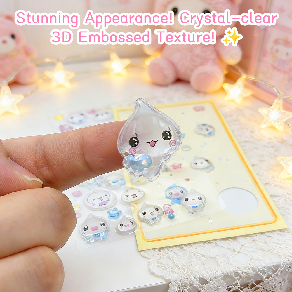 AliExpress 3D Cartoon Droplet Stickers Kawaii Glitter Jelly Bonbon Stickers DIY Decor for Art Phone Case Journal Scrapbook Craft Supplies, view 5