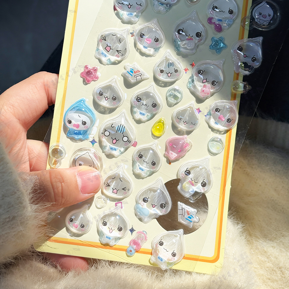 AliExpress 3D Cartoon Droplet Stickers Kawaii Glitter Jelly Bonbon Stickers DIY Decor for Art Phone Case Journal Scrapbook Craft Supplies, view 6
