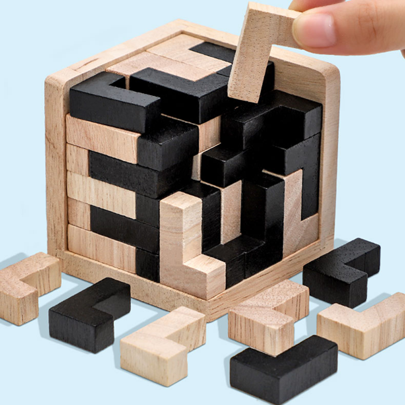 AliExpress 3D Cube Puzzle Luban Interlocking Creative Educational Wooden Toy Brain IQ Mind Early Learning Game Gift For Children Letter 54L, view 4