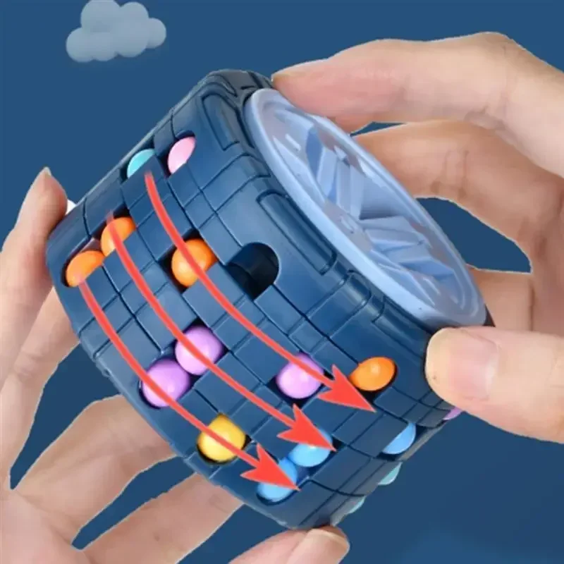 AliExpress 3D Cylinder Cube Toy Magical Bean Gyro Rotate Slide Puzzle Games Relieve Stress Children Educational Montessori Infant Toys Gift