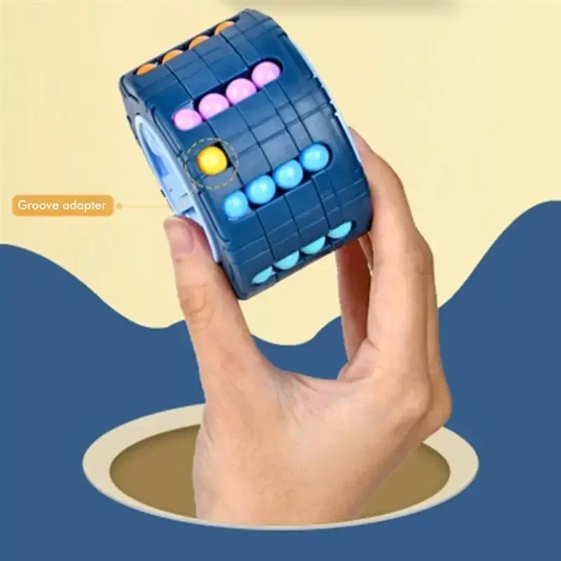 AliExpress 3D Cylinder Cube Toy Magical Bean Gyro Rotate Slide Puzzle Games Relieve Stress Children Educational Montessori Infant Toys Gift, view 2