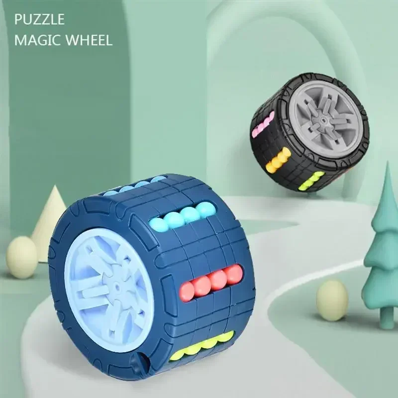 AliExpress 3D Cylinder Cube Toy Magical Bean Gyro Rotate Slide Puzzle Games Relieve Stress Children Educational Montessori Infant Toys Gift, view 4