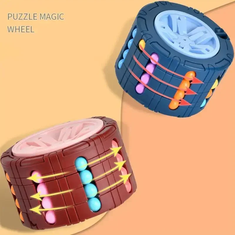 AliExpress 3D Cylinder Cube Toy Magical Bean Gyro Rotate Slide Puzzle Games Relieve Stress Children Educational Montessori Infant Toys Gift, view 5