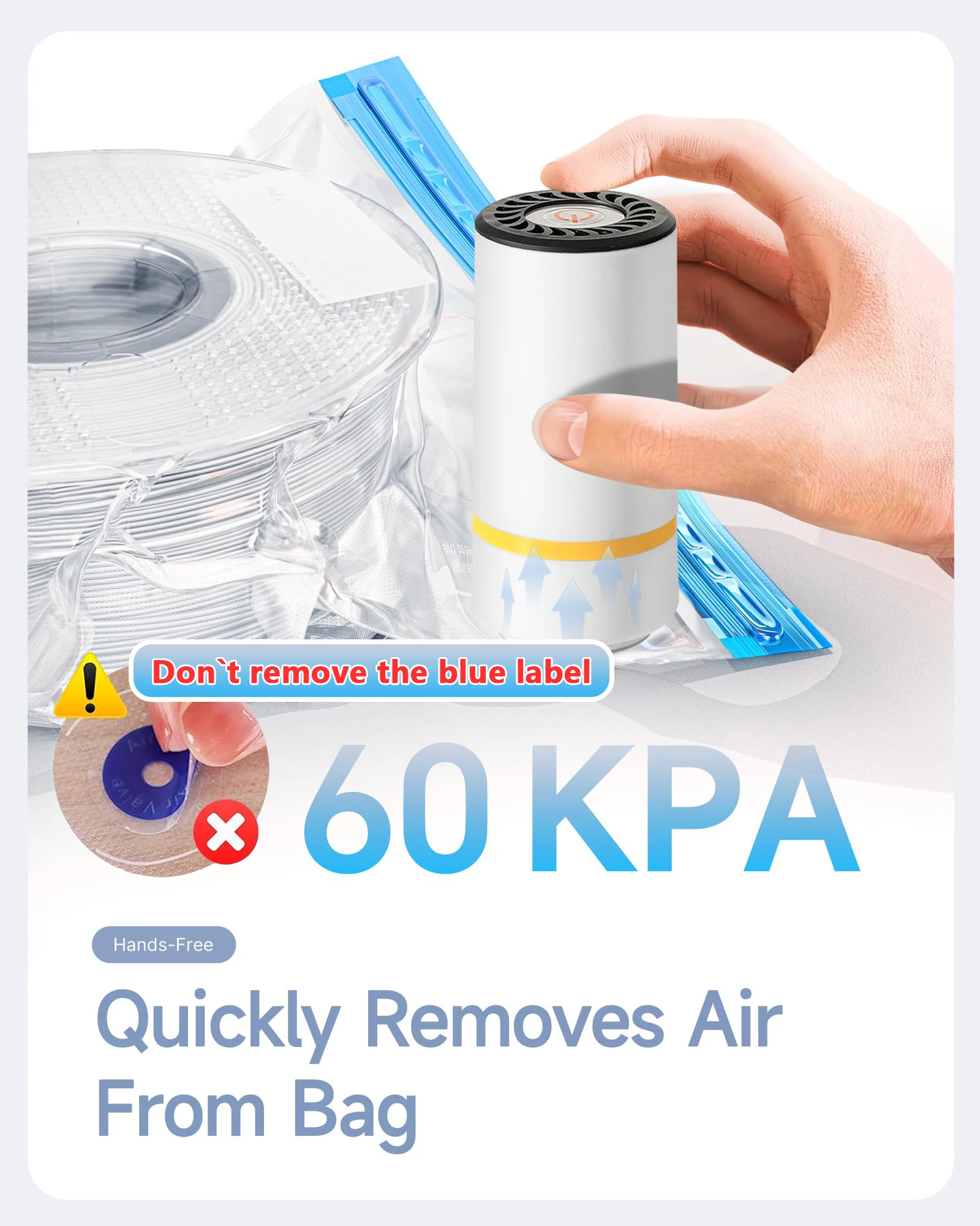 AliExpress 3D Printer Filament Vacuum Bag with USB Rechargeable Electric Air Pump, Vacuum Sealing for PLA ABS PETG Filament Storage, view 4