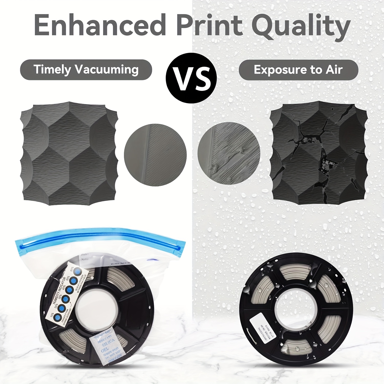 AliExpress 3D Printer Filament Vacuum Storage Bags Kit with Pump Desiccants Clips Moisture Proof Sealed Bag for PLA ABS PETG Filament, view 2