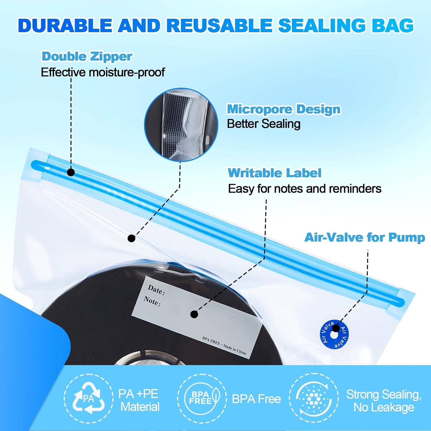 AliExpress 3D Printer Filament Vacuum Storage Bags Kit with Pump Desiccants Clips Moisture Proof Sealed Bag for PLA ABS PETG Filament, view 3