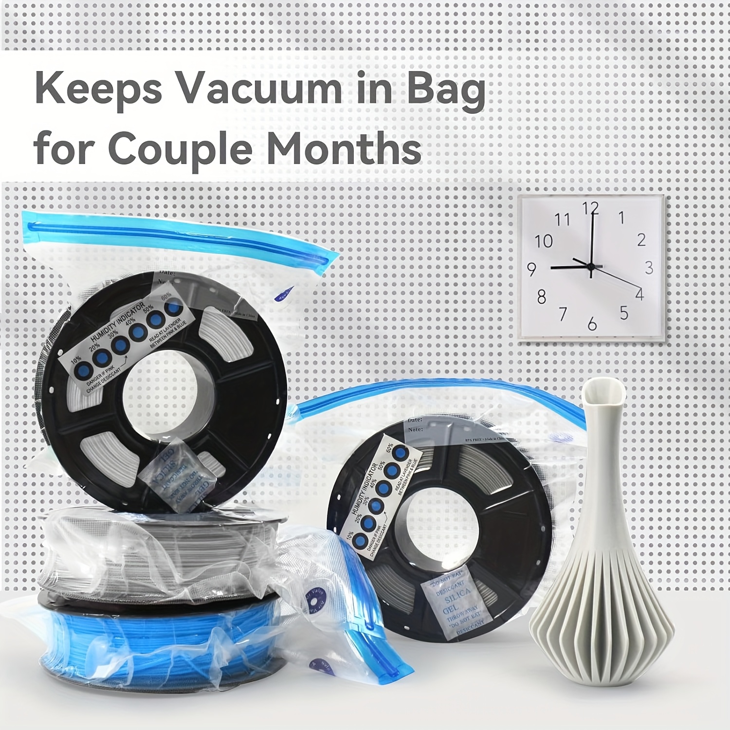 AliExpress 3D Printer Filament Vacuum Storage Bags Kit with Pump Desiccants Clips Moisture Proof Sealed Bag for PLA ABS PETG Filament, view 6