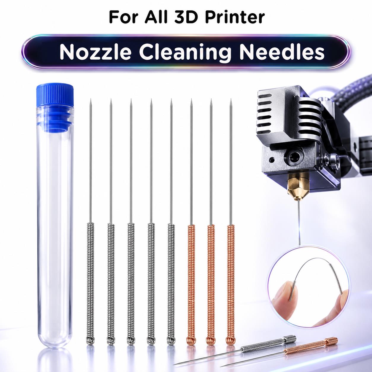 AliExpress 3D Printer Nozzle Cleaning Needles Kit Stainless Steel 0.15-1.0mm Needles Anti-Clog Cleaner Tool For Creality Ender Bambu Lab