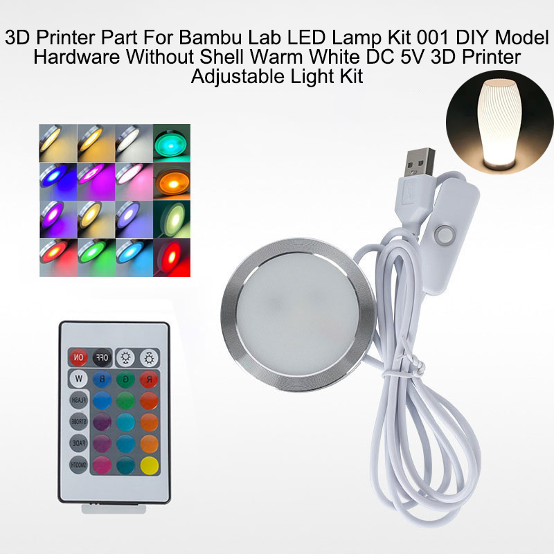 AliExpress 3D Printer Part For Bambu Lab LED Lamp Kit 001 DIY Model Hardware Without Shell Warm White DC 5V 3D Printer Adjustable Light Kit