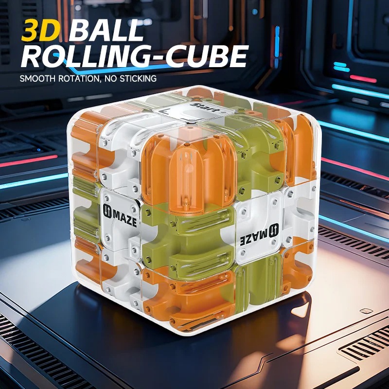 AliExpress 3D Puzzle Ball-Rolling Magic Cube Maze Children Labyrinth Fidgeting Toy Logical Thinking Stress Relief Educational Birthday Gift, view 2