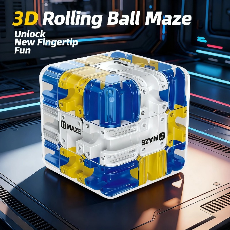 AliExpress 3D Puzzle Ball-Rolling Magic Cube Maze Children Labyrinth Fidgeting Toy Logical Thinking Stress Relief Educational Birthday Gift, view 3
