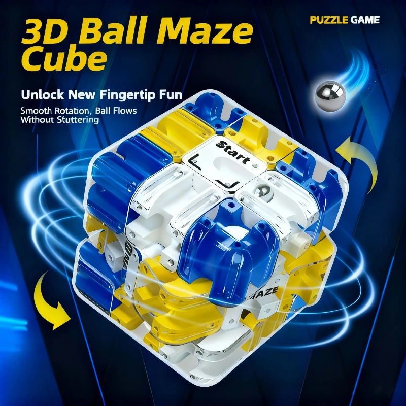 AliExpress 3D Puzzle Ball-Rolling Magic Cube Maze Children Labyrinth Fidgeting Toy Logical Thinking Stress Relief Educational Birthday Gift, view 4