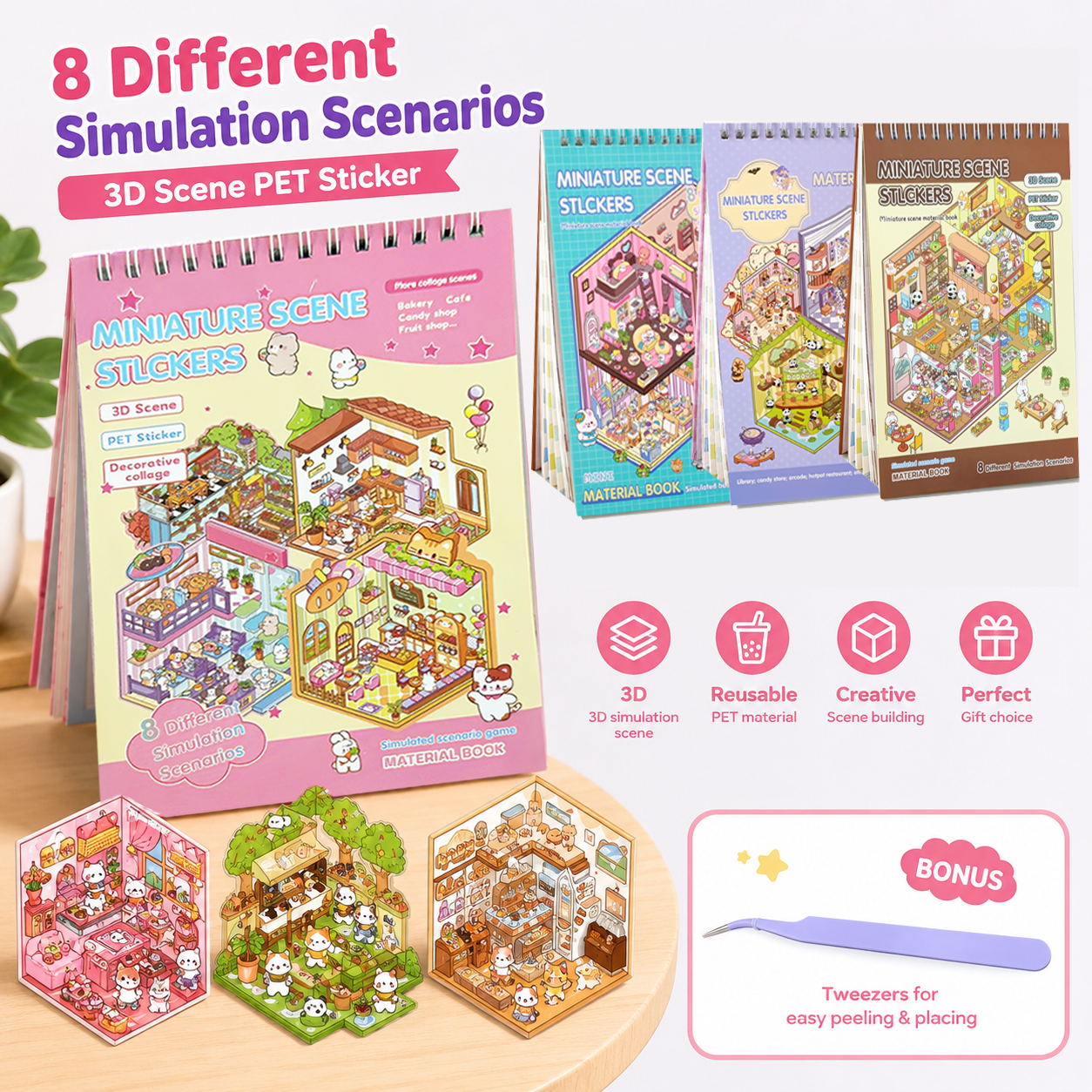 AliExpress 3D Scenes Stickers Book DIY Mini Room Visual Stacking Cartoonr Stickers Creative Kids Decorating Scrapbooking Accessories